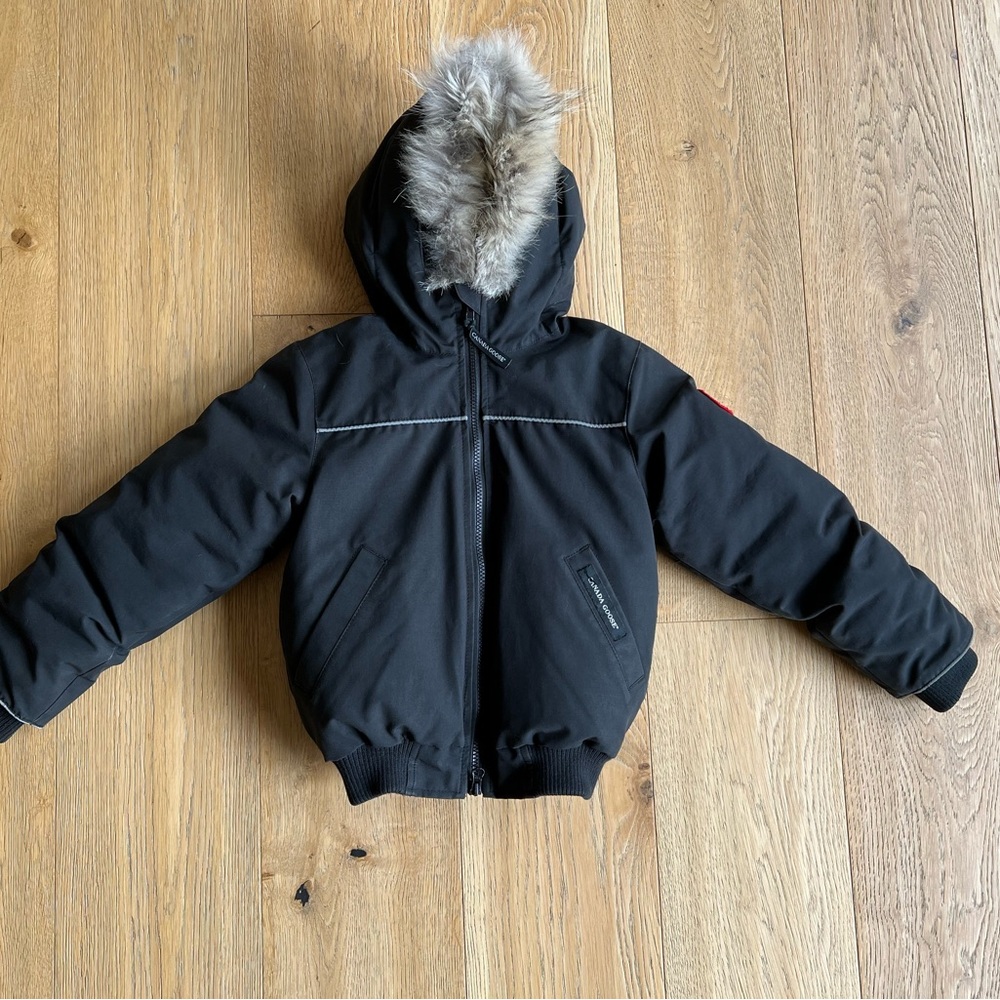 Canada Goose Black Kids Puffer Jacket with Fur Hood